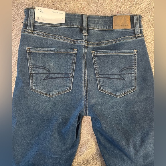 NWT American Eagle Black Ne(X)t Level hi-rise Skinny Jeans Size 0 short - Picture 2 of 5